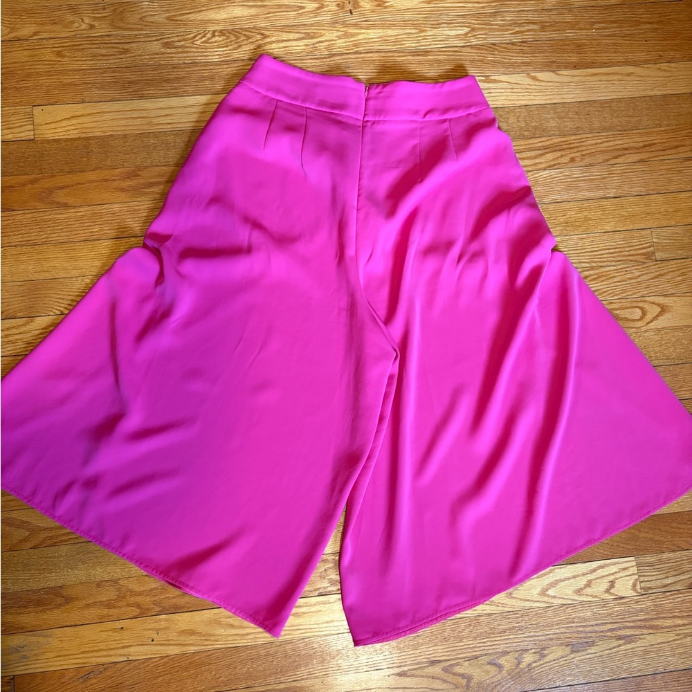 Gorgeous Hot Pink Wide-Leg Tulip Wrap Cropped Pants Size 14 Express - Picture 3 of 5